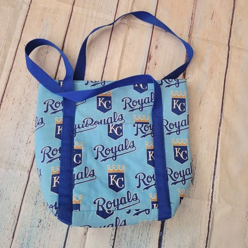 KC Kansas City Royals Carry Tote Bag Ladies Quilted Purse Travel Handbag Blue